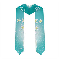 Polynesian Pattern Graduation Stole With Plumeria Teal