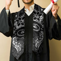 Polynesian Pattern With Plumeria Flowers Graduation Stole Black