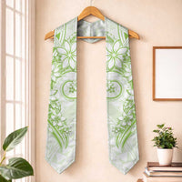Polynesian Pattern With Plumeria Flowers Graduation Stole Lime Green