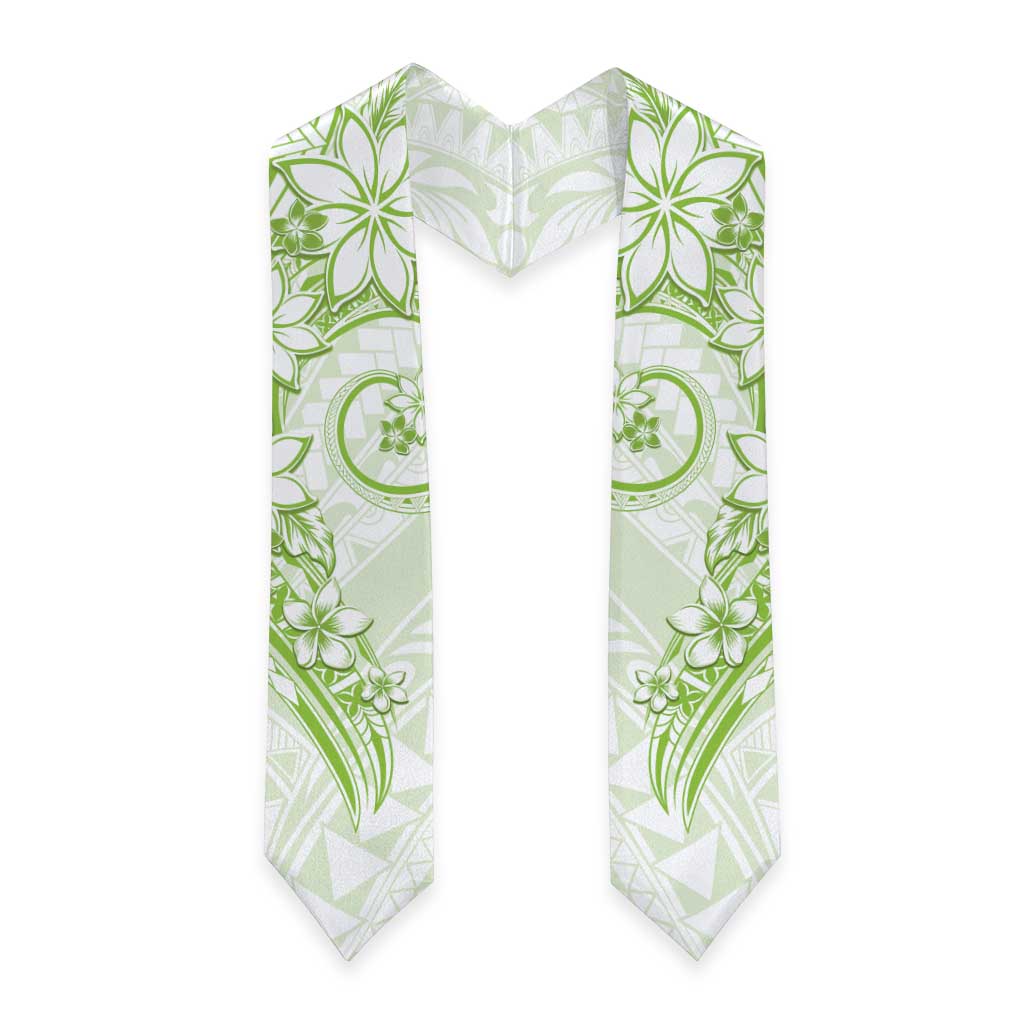 Polynesian Pattern With Plumeria Flowers Graduation Stole Lime Green