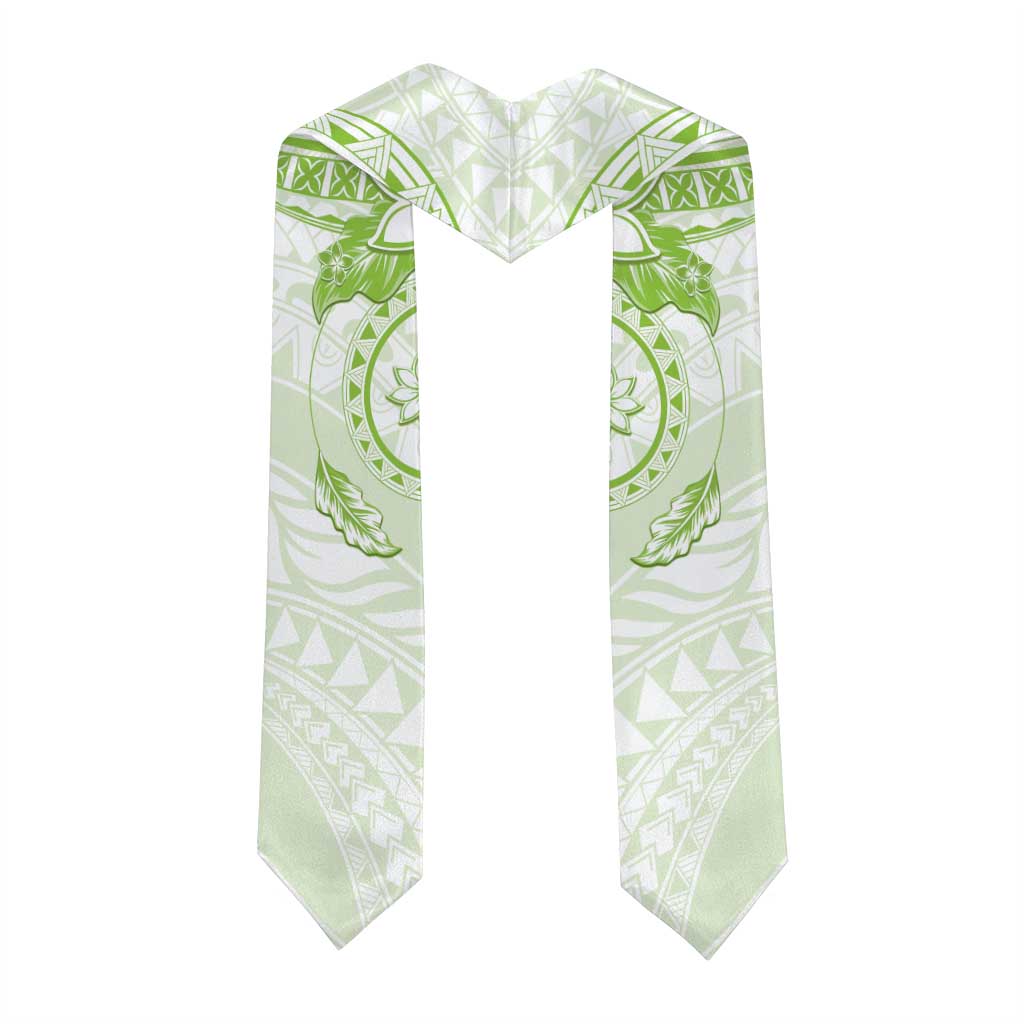 Polynesian Pattern With Plumeria Flowers Graduation Stole Lime Green