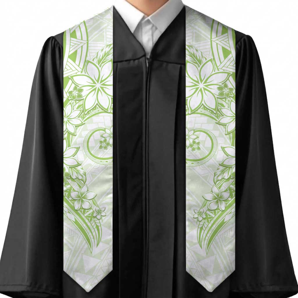 Polynesian Pattern With Plumeria Flowers Graduation Stole Lime Green