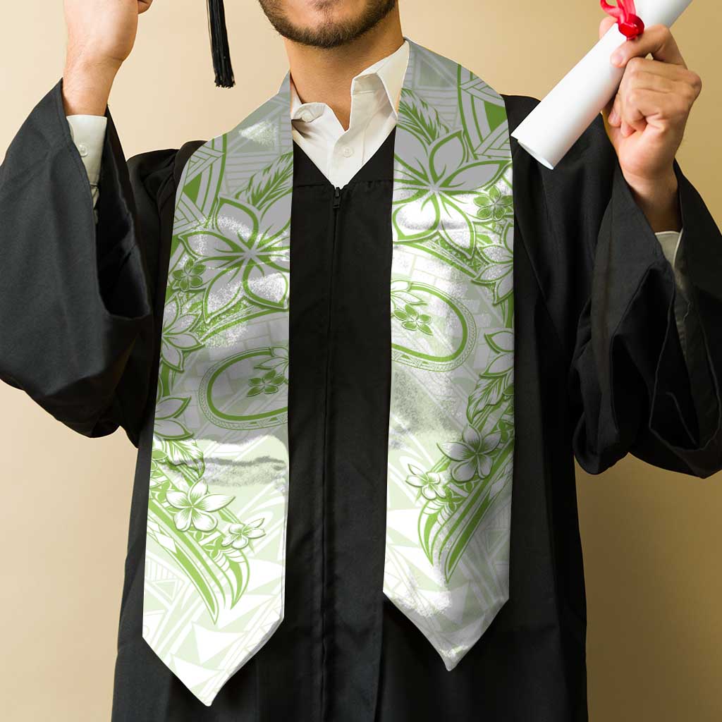 Polynesian Pattern With Plumeria Flowers Graduation Stole Lime Green