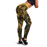 Polynesian Sunset Plumeria Leggings Gold Polynesian Tattoo LT05 - Polynesian Pride