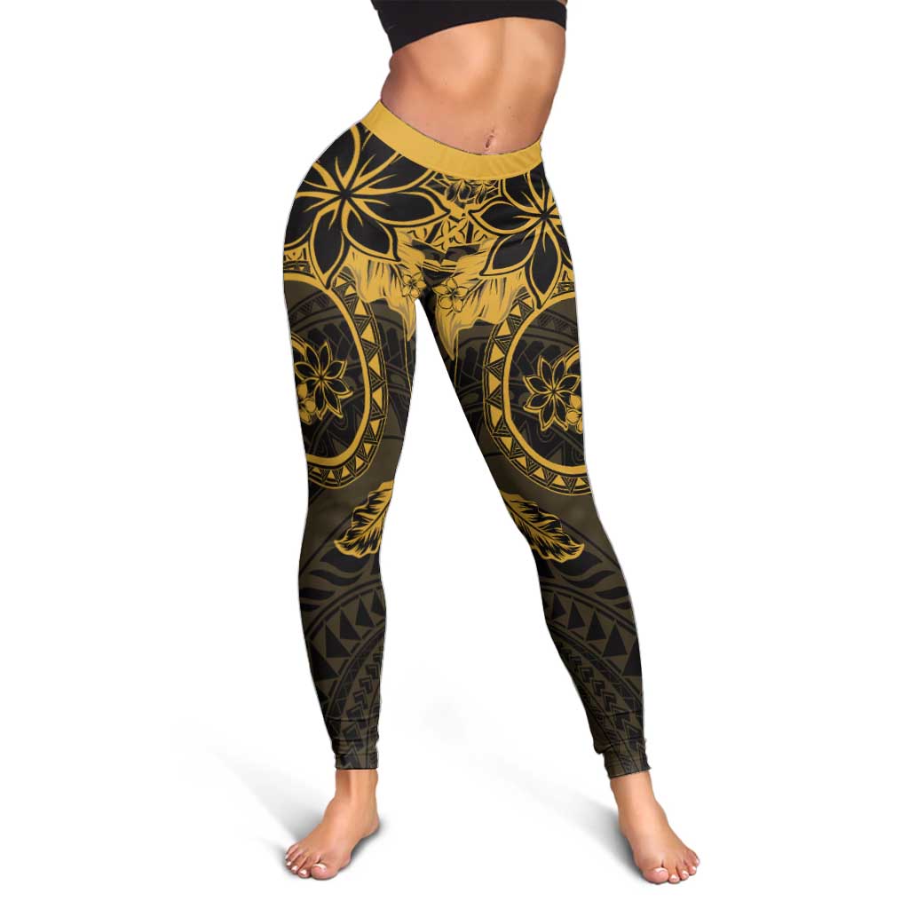 Polynesian Sunset Plumeria Leggings Gold Polynesian Tattoo LT05 - Polynesian Pride