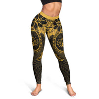 Polynesian Sunset Plumeria Leggings Gold Polynesian Tattoo LT05 - Polynesian Pride