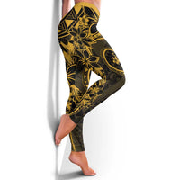 Polynesian Sunset Plumeria Leggings Gold Polynesian Tattoo LT05 - Polynesian Pride