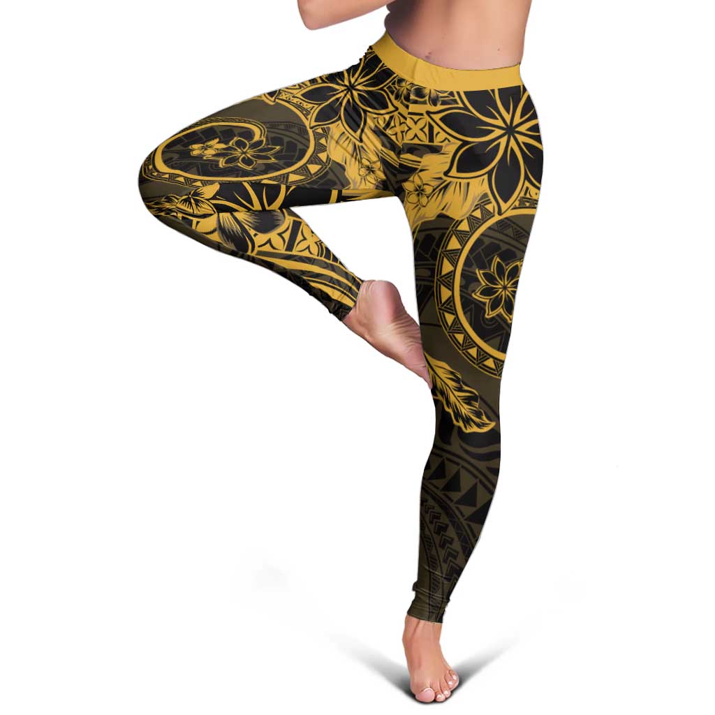 Polynesian Sunset Plumeria Leggings Gold Polynesian Tattoo LT05 - Polynesian Pride
