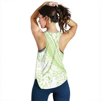 Polynesian Tiare Flower Sage Green Pastel Women Racerback Tank