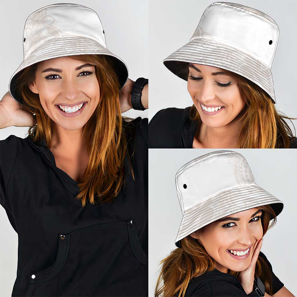 Polynesian Tribal Plumeria Lotu Tamaiti Bucket Hat Pastel Nude - Polynesian Pride