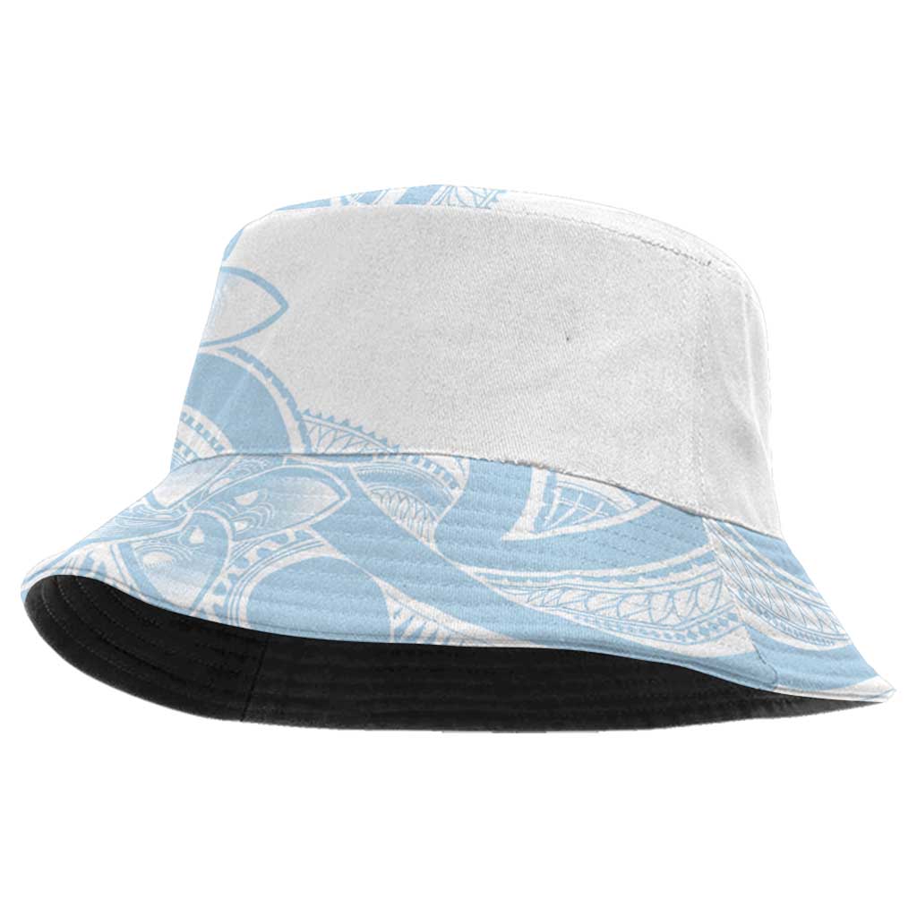 Polynesian Tribal Plumeria Lotu Tamaiti Bucket Hat Pastel Sky Blue - Polynesian Pride