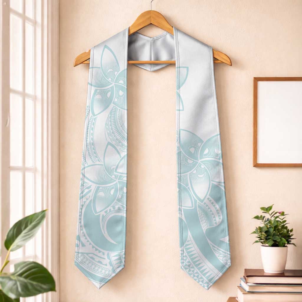 Polynesian Tribal Plumeria Lotu Tamaiti Graduation Stole Pastel Cyan - Polynesian Pride