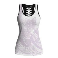 Polynesian Tribal Plumeria Lotu Tamaiti Hollow Tank Top Pastel Mauve LT9 Female Mauve - Polynesian Pride
