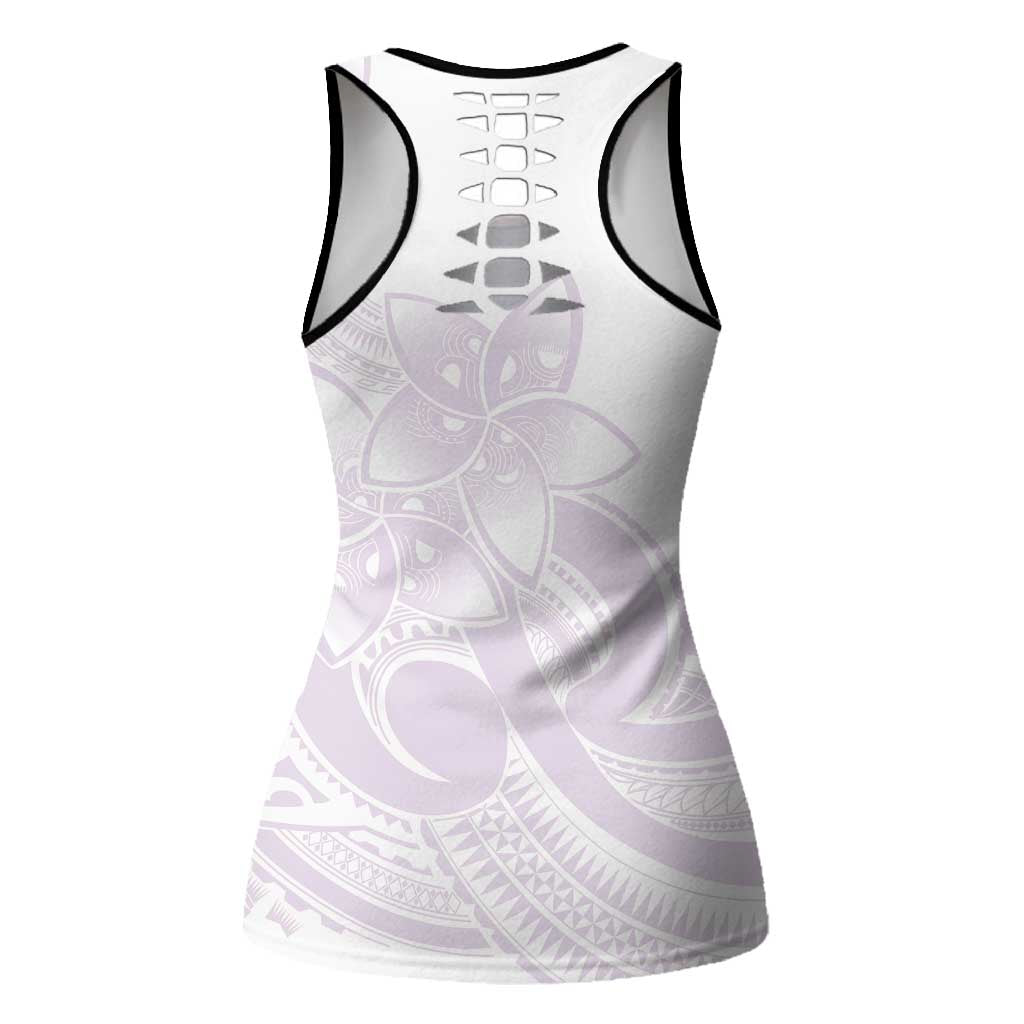 Polynesian Tribal Plumeria Lotu Tamaiti Hollow Tank Top Pastel Mauve LT9 - Polynesian Pride