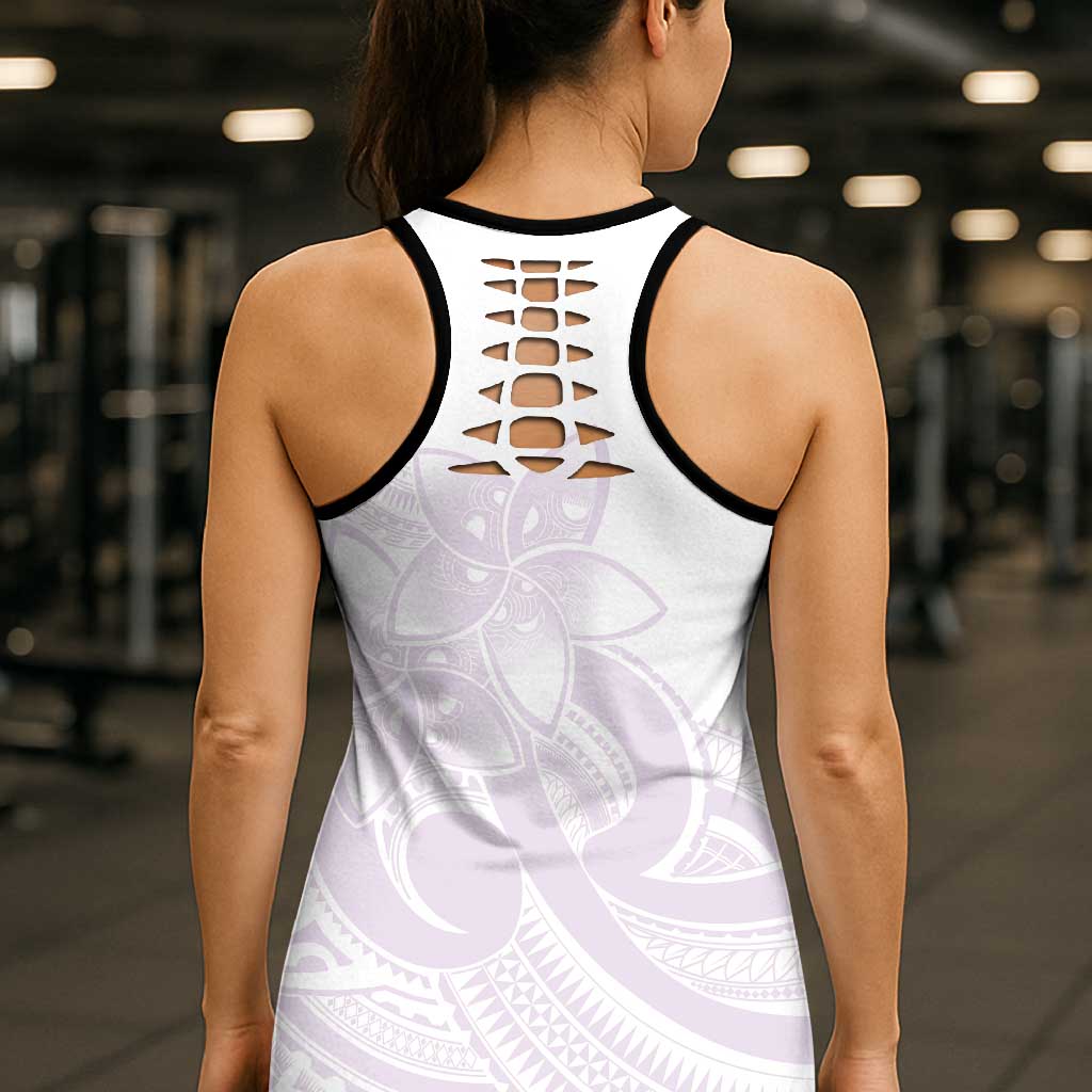 Polynesian Tribal Plumeria Lotu Tamaiti Hollow Tank Top Pastel Mauve LT9 - Polynesian Pride