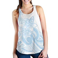 Polynesian Tribal Plumeria Lotu Tamaiti Women Racerback Tank Pastel Sky Blue LT9 - Polynesian Pride