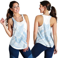 Polynesian Tribal Plumeria Lotu Tamaiti Women Racerback Tank Pastel Sky Blue LT9 - Polynesian Pride