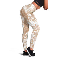 Polynesian Women's Day Leggings Plumeria Passion - Beige LT7 - Polynesian Pride