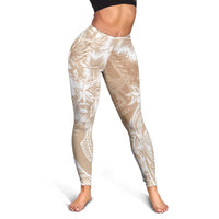 Polynesian Women's Day Leggings Plumeria Passion - Beige LT7 - Polynesian Pride