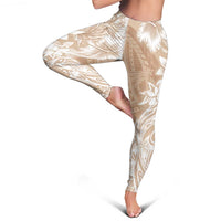 Polynesian Women's Day Leggings Plumeria Passion - Beige LT7 - Polynesian Pride