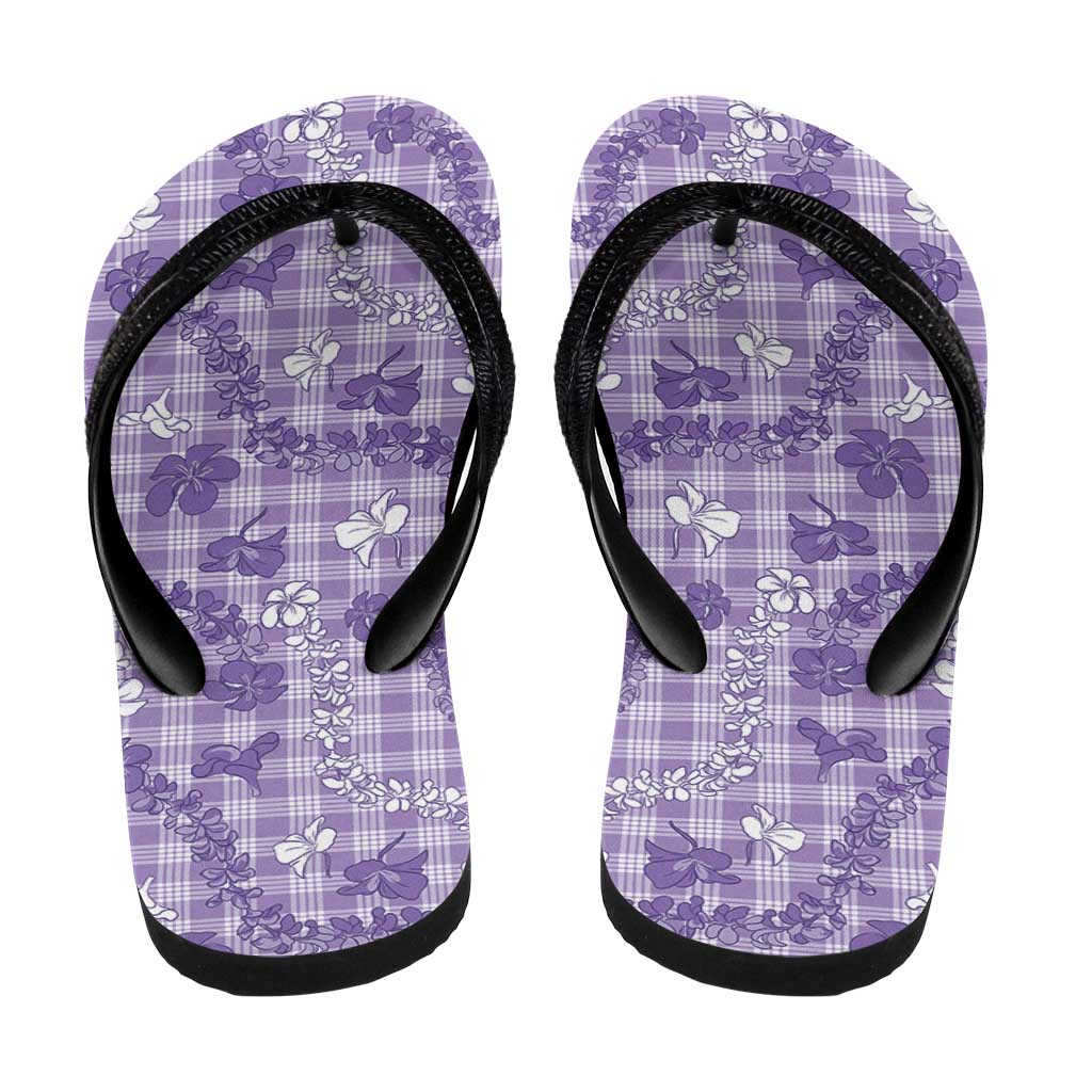 Poni Aloha Hawaii Flip Flops Plumeria Lei With Palaka Motif - Polynesian Pride