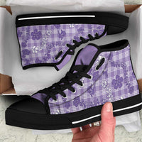 Poni Aloha Hawaii High Top Shoes Plumeria Lei With Palaka Motif - Polynesian Pride