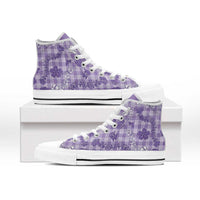 Poni Aloha Hawaii High Top Shoes Plumeria Lei With Palaka Motif - Polynesian Pride