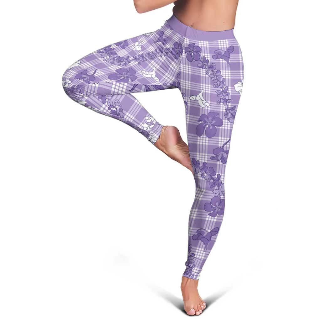 Poni Aloha Hawaii Leggings Plumeria Lei With Palaka Motif - Polynesian Pride