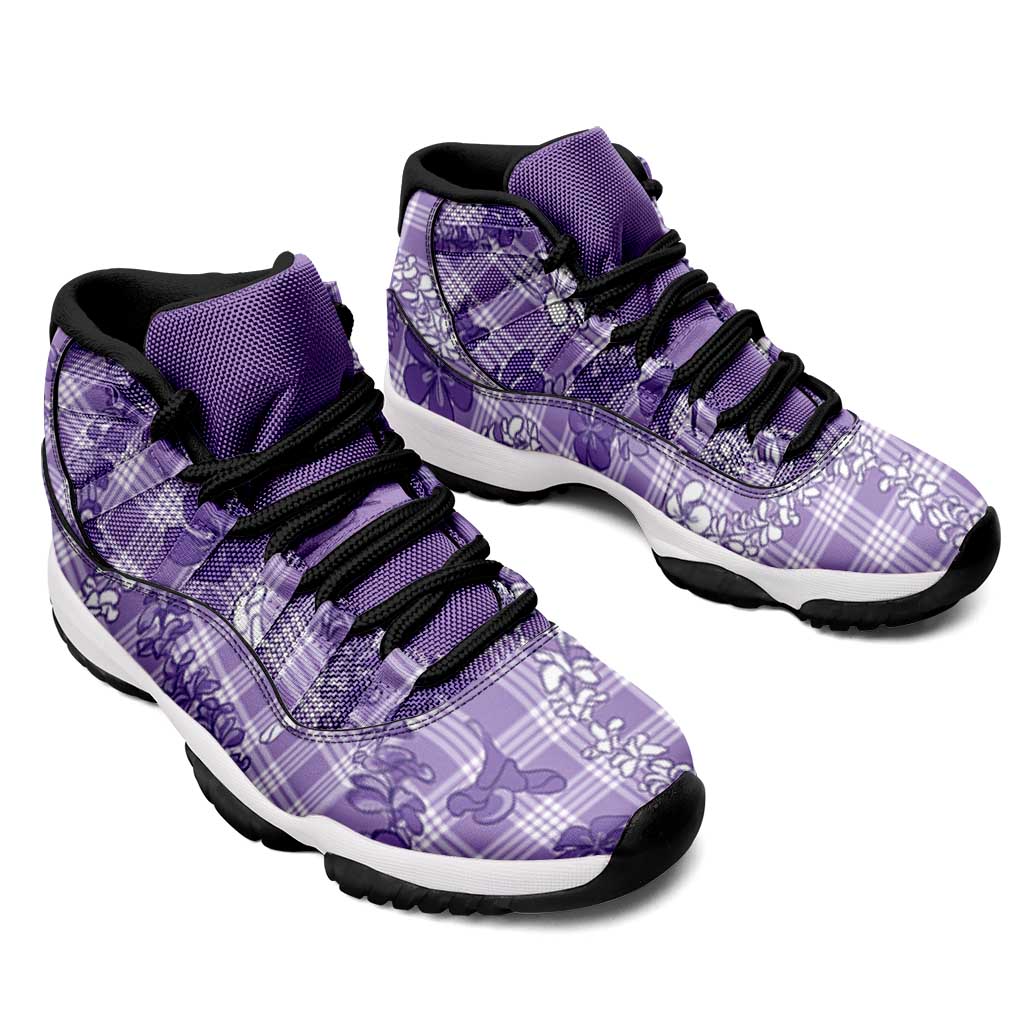 Poni Aloha Hawaii Sneakers J11 Plumeria Lei With Palaka Motif - Polynesian Pride