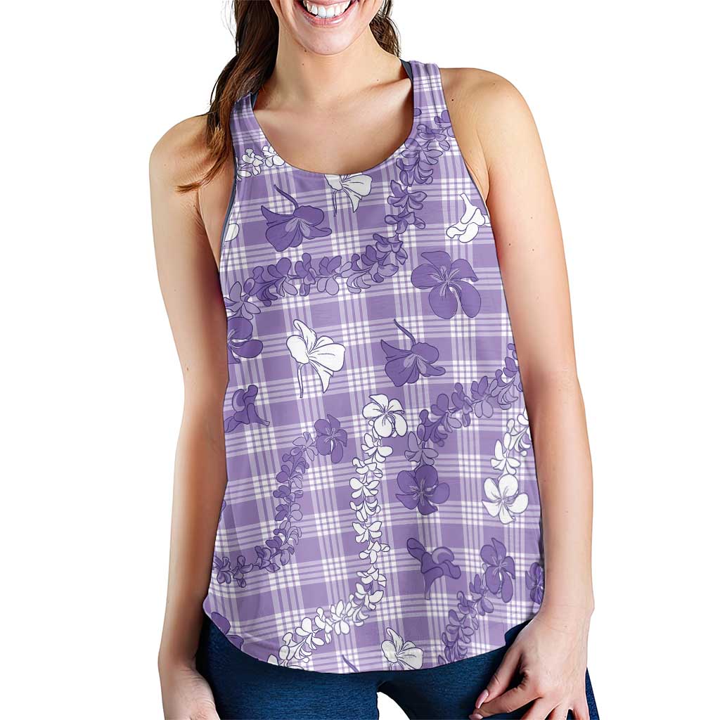 Poni Aloha Hawaii Women Racerback Tank Plumeria Lei With Palaka Motif LT14 - Polynesian Pride