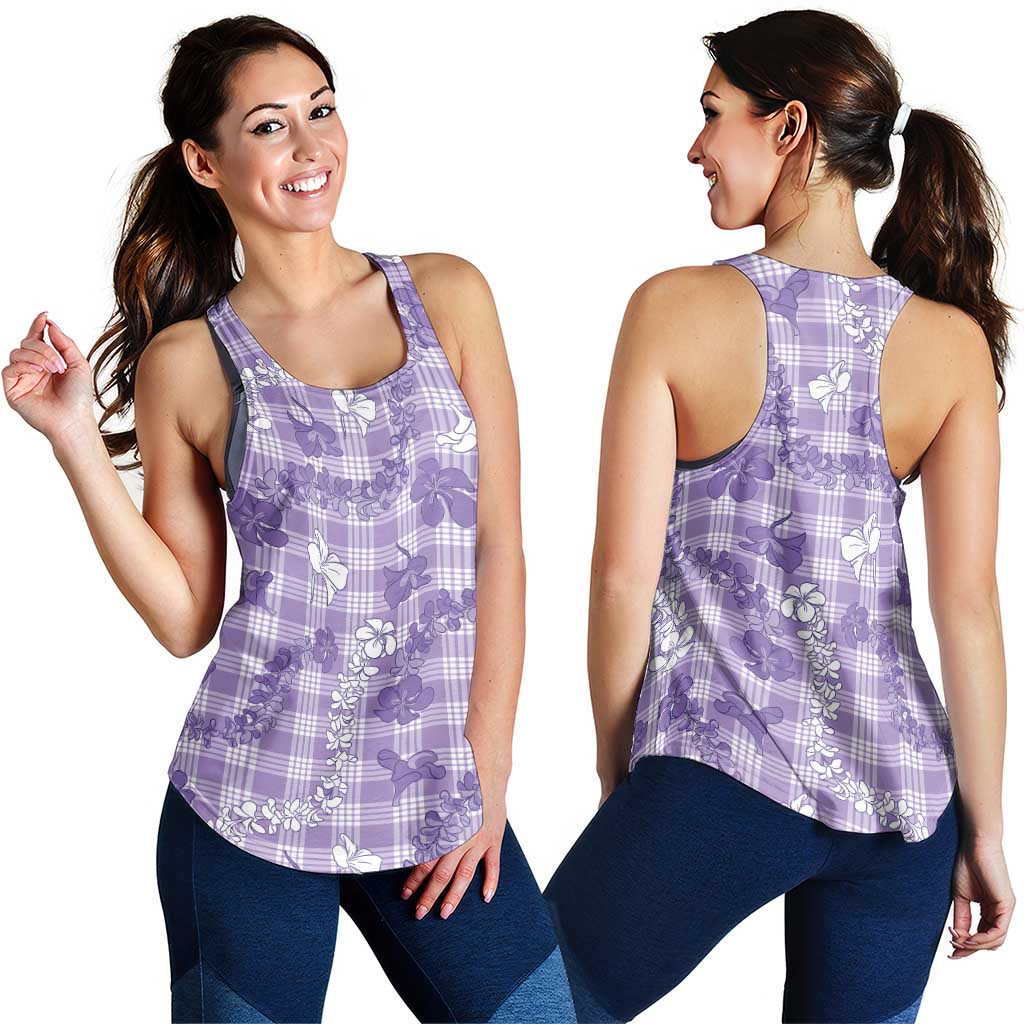 Poni Aloha Hawaii Women Racerback Tank Plumeria Lei With Palaka Motif LT14 - Polynesian Pride