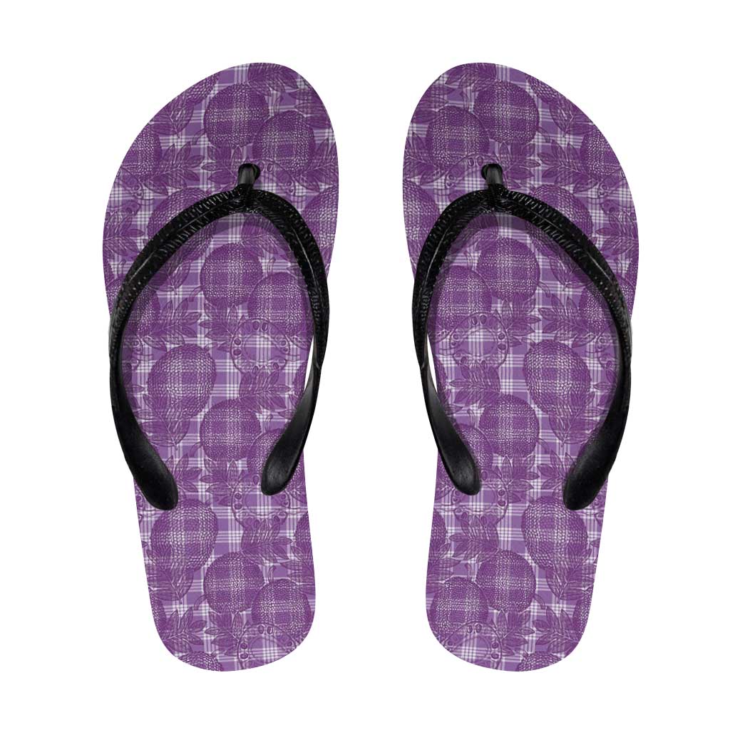 Poni Hawaii Breadfruit Palaka Motifs Flip Flops LT14 Purple - Polynesian Pride