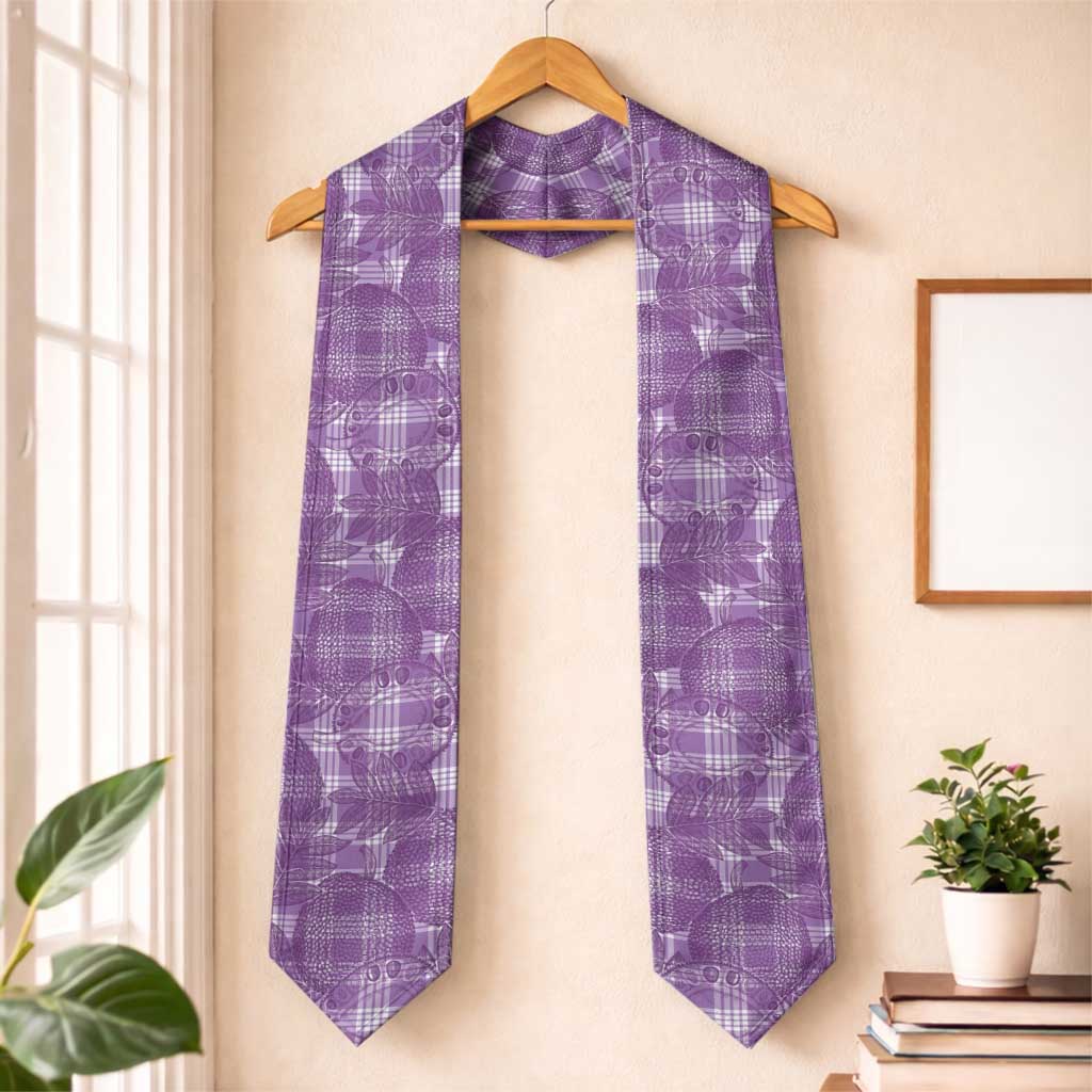 Poni Hawaii Breadfruit Palaka Motifs Graduation Stole LT14 One Size Purple - Polynesian Pride