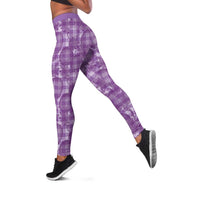 Poni Hawaii Breadfruit Palaka Motifs Leggings LT14 Purple - Polynesian Pride