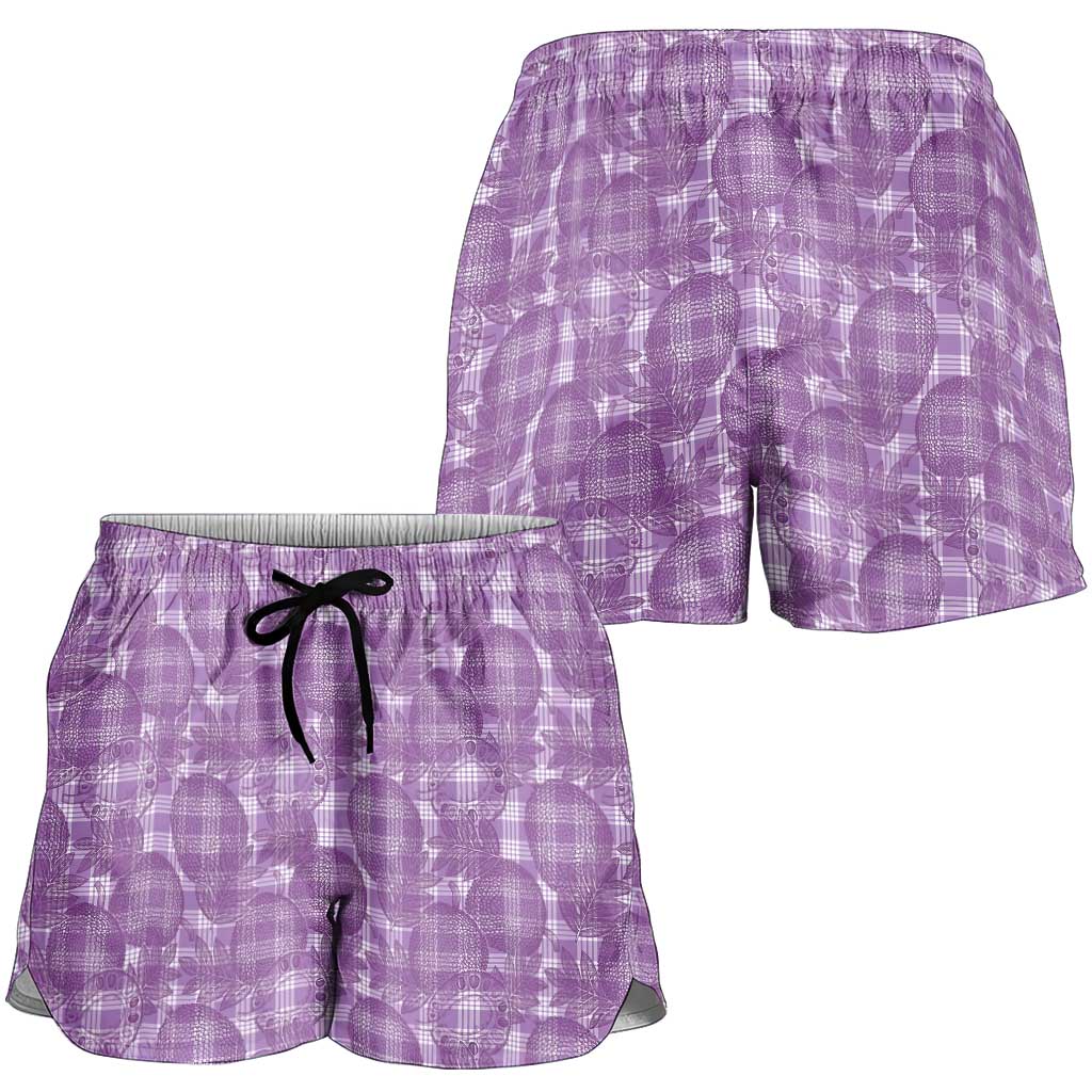 Poni Hawaii Breadfruit Palaka Motifs Shorts for Women LT14 - Polynesian Pride