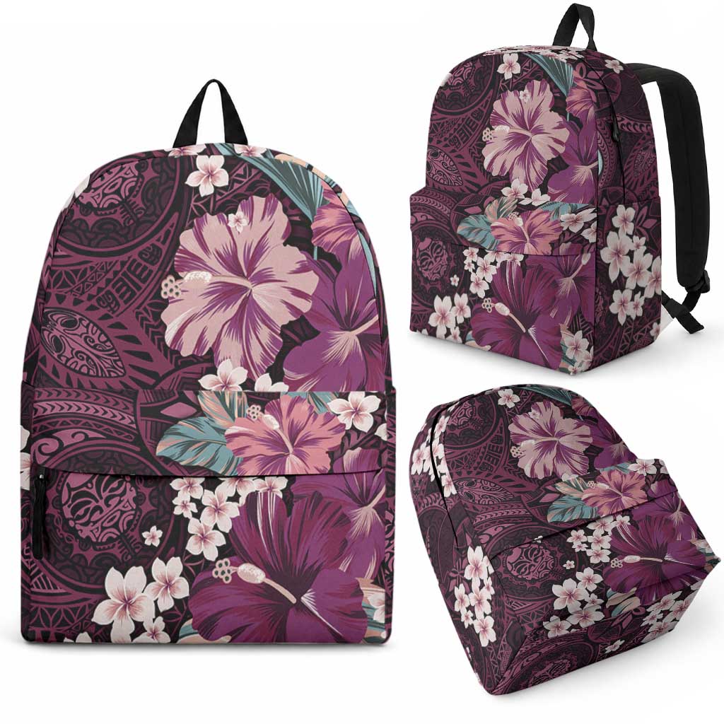 Poni Mama Hawai'i Hibiscus Backpack Polynesian Tribal Tattoo Pattern Floral Elements LT9 - Polynesian Pride