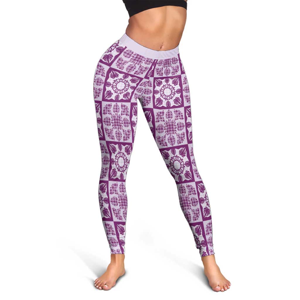 Poni Palaka Quilt Hawaii Leggings Hawaiian Tropical Monstera Sea Turtle