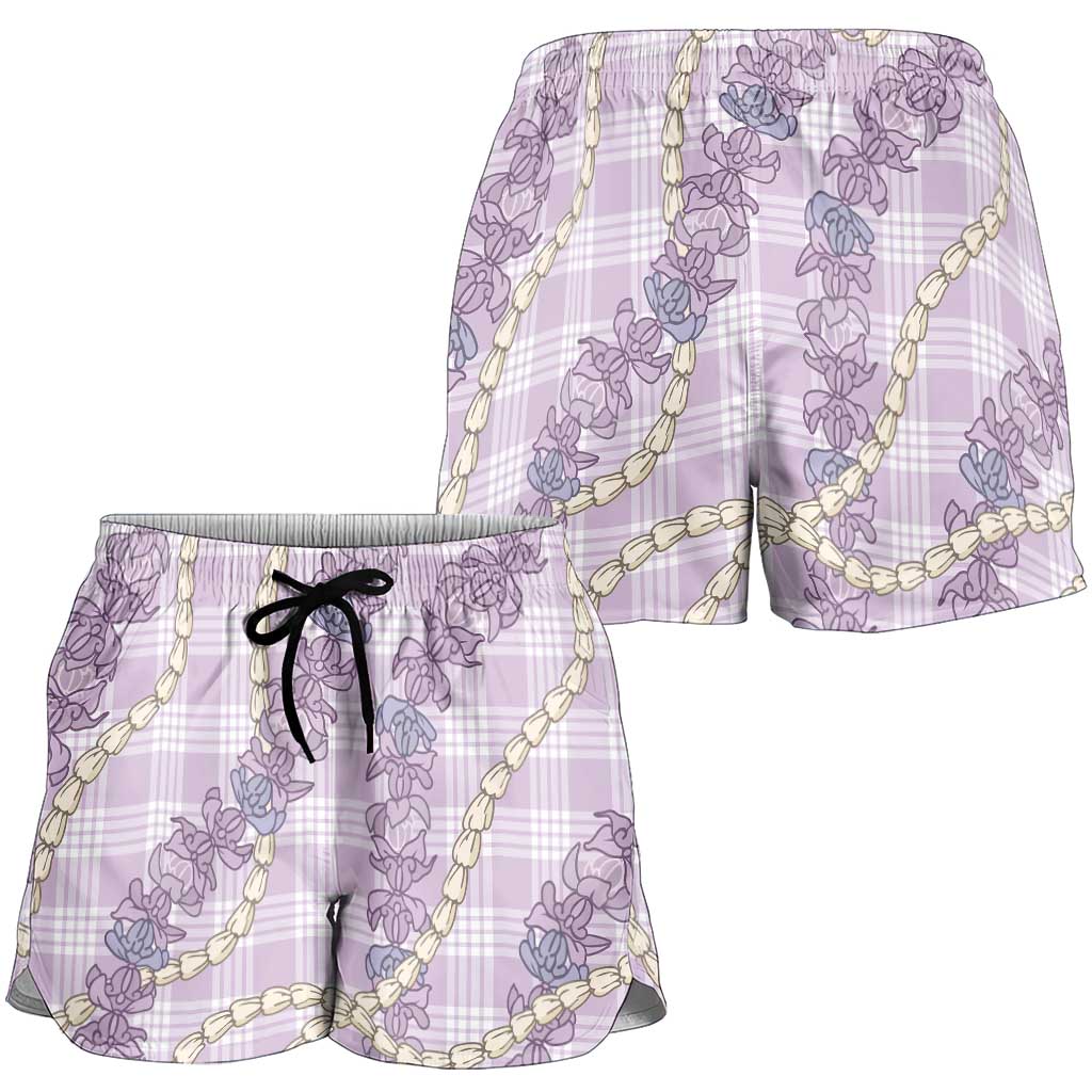 Pua Kalaunu Lei Shorts for Women Palaka Pattern