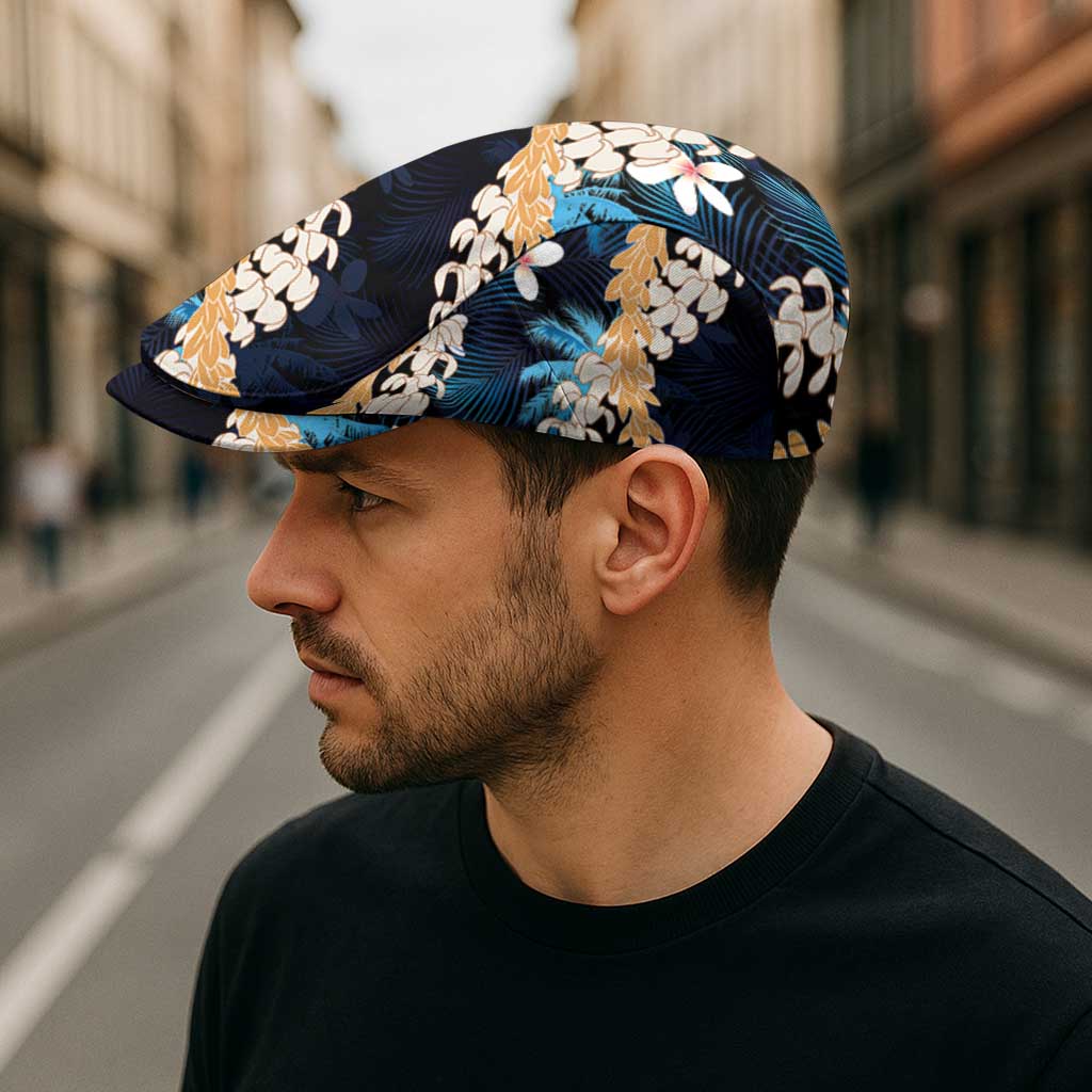 Puakenikeni Maile Lei Jeff Hat Frangipani Blue Tropical Leaves