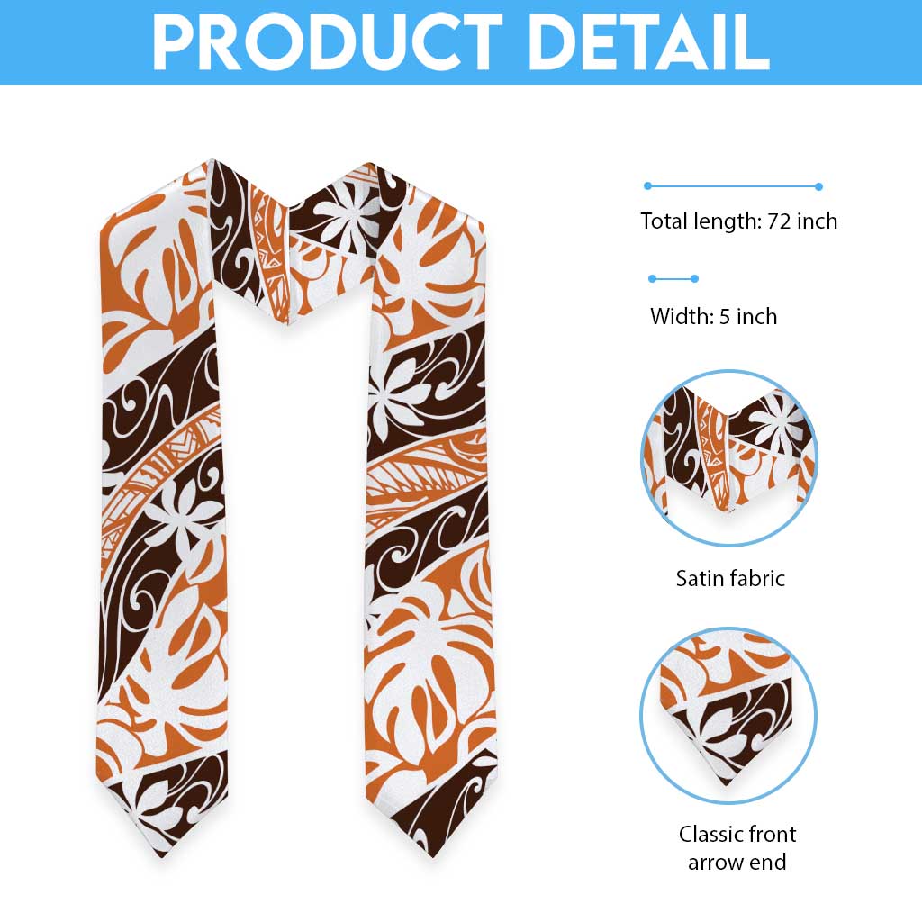 Puatou Tahiti Tiare Monstera Graduation Stole Polynesian Pattern Curve Style