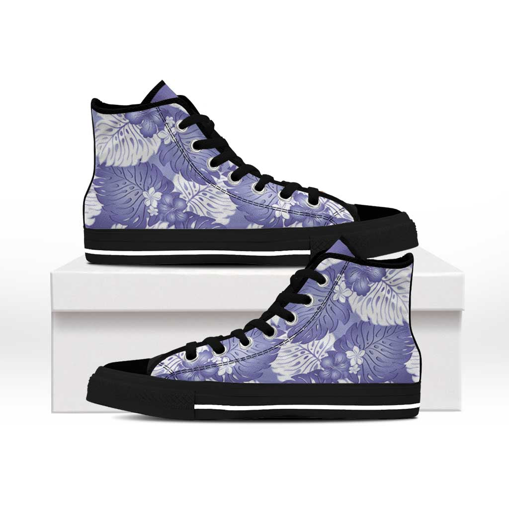 Purple Aloha Hawaii High Top Shoes Monstera Hibiscus Plumeria Seamless Vibes LT14 - Polynesian Pride