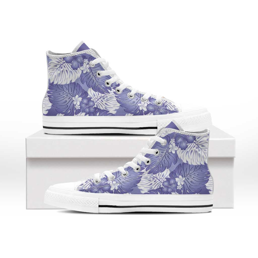 Purple Aloha Hawaii High Top Shoes Monstera Hibiscus Plumeria Seamless Vibes LT14 - Polynesian Pride