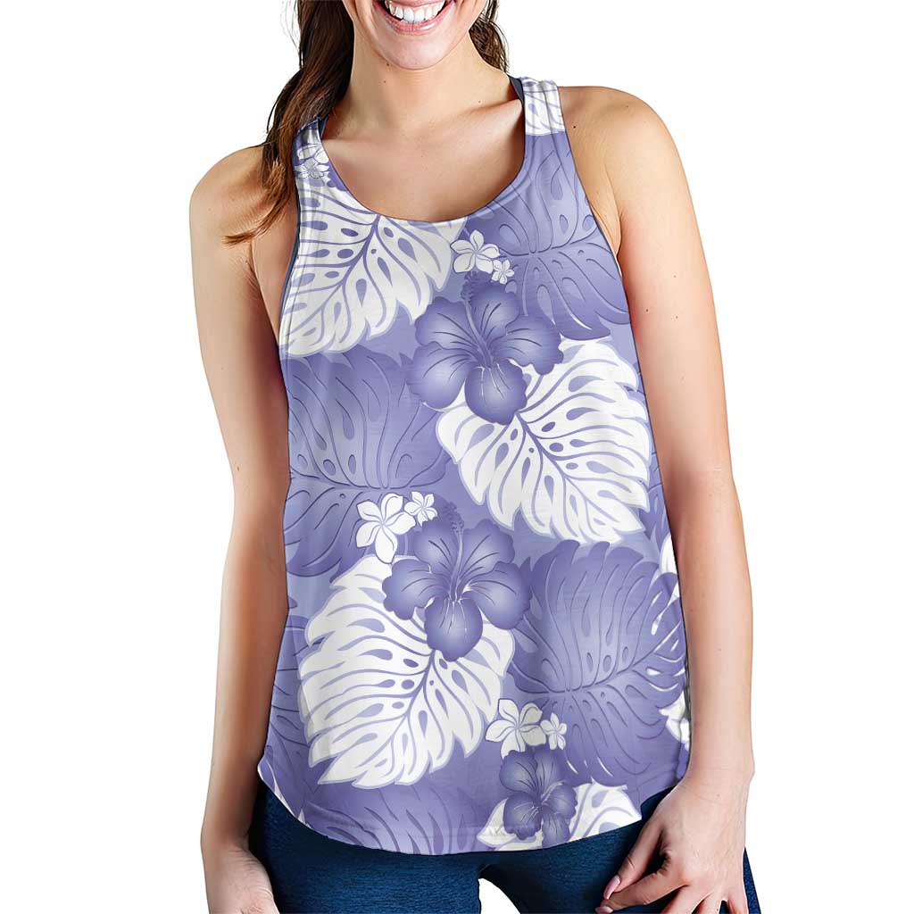 Purple Aloha Hawaii Women Racerback Tank Monstera Hibiscus Plumeria Seamless Vibes LT14 - Polynesian Pride