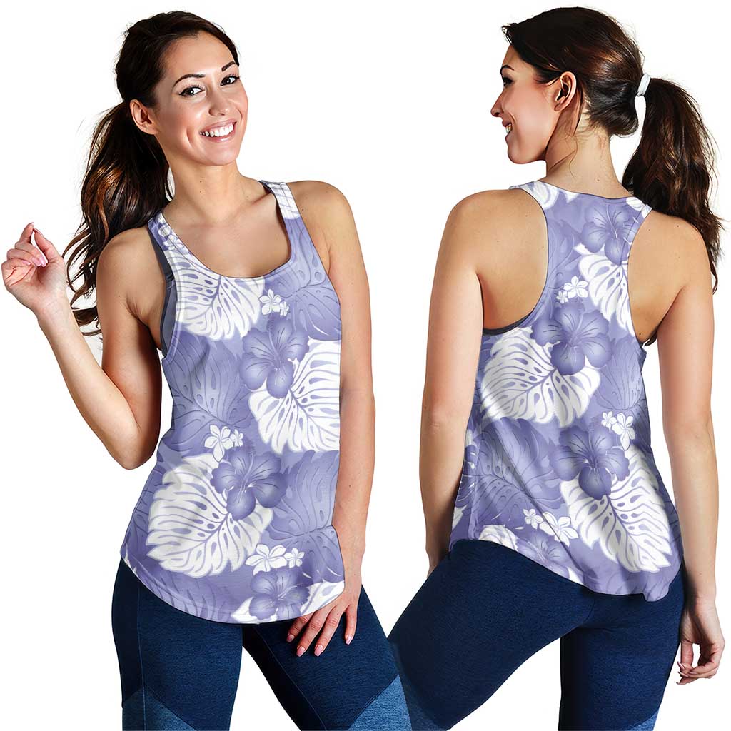 Purple Aloha Hawaii Women Racerback Tank Monstera Hibiscus Plumeria Seamless Vibes LT14 - Polynesian Pride