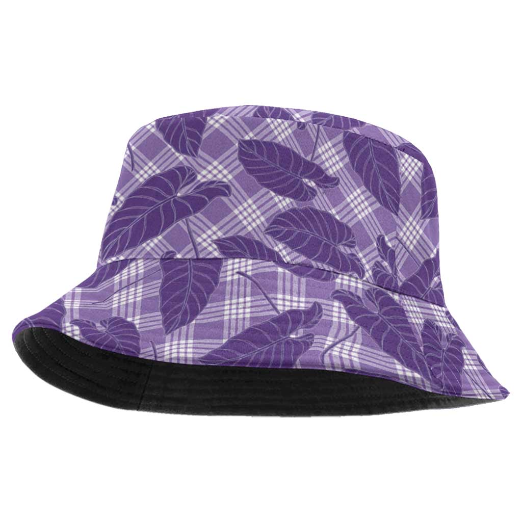 Purple Hawaii Kalo Palaka Motifs Bucket Hat Hawaiian Taro Leaves Elegant Vibes LT14 One Size Purple - Polynesian Pride
