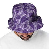 Purple Hawaii Kalo Palaka Motifs Bucket Hat Hawaiian Taro Leaves Elegant Vibes LT14 - Polynesian Pride
