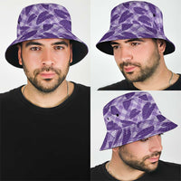 Purple Hawaii Kalo Palaka Motifs Bucket Hat Hawaiian Taro Leaves Elegant Vibes LT14 - Polynesian Pride