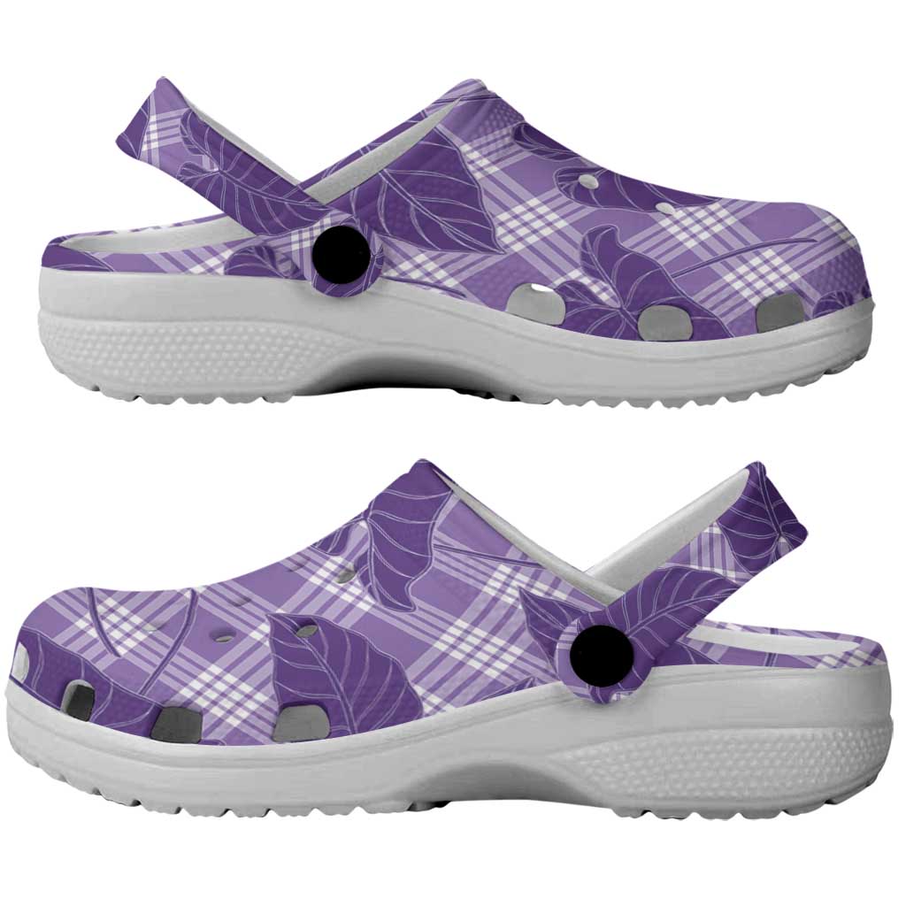 Purple Hawaii Kalo Palaka Motifs Clogs Shoes Hawaiian Taro Leaves Elegant Vibes LT14 - Polynesian Pride