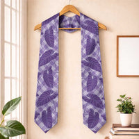 Purple Hawaii Kalo Palaka Motifs Graduation Stole Hawaiian Taro Leaves Elegant Vibes LT14 One Size Purple - Polynesian Pride