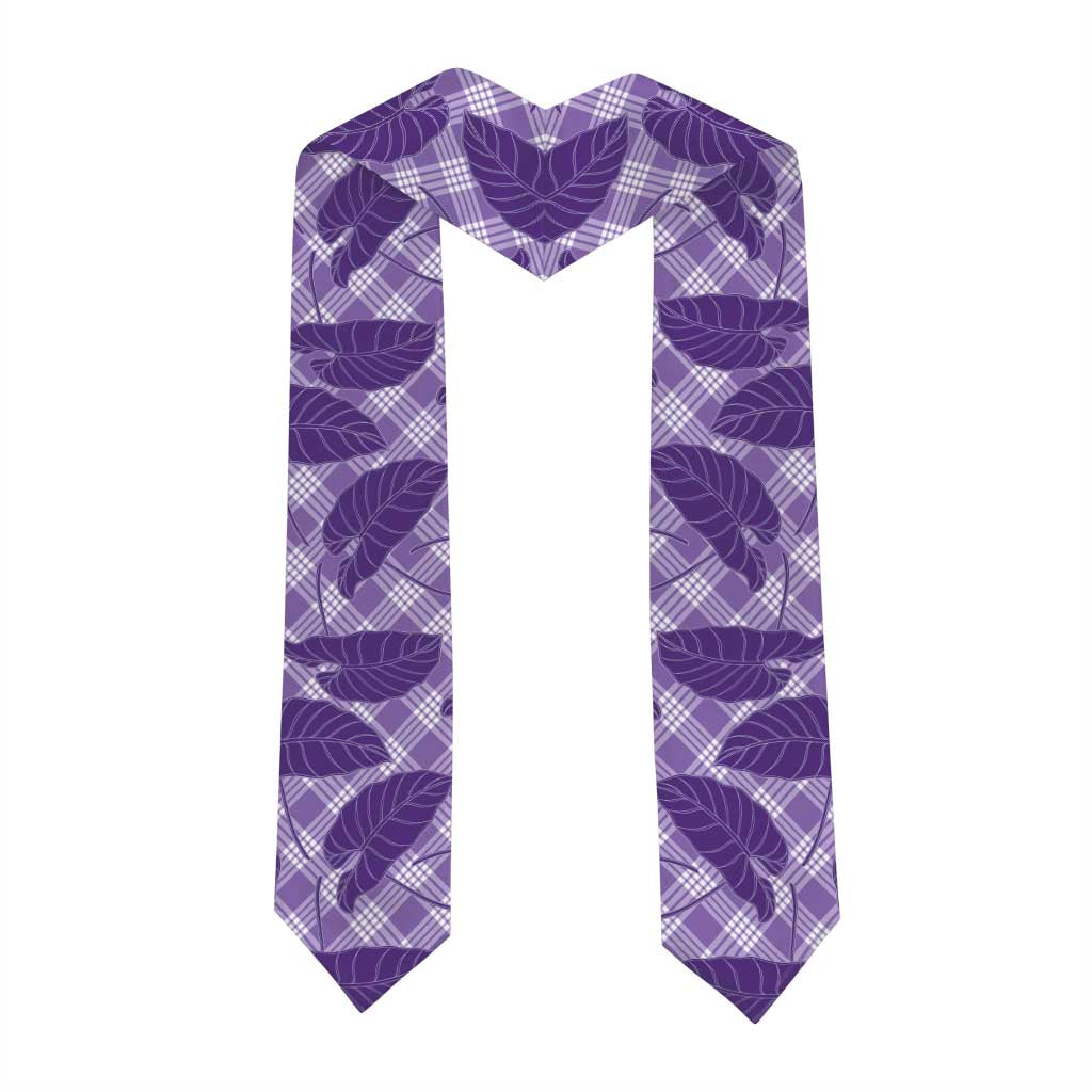 Purple Hawaii Kalo Palaka Motifs Graduation Stole Hawaiian Taro Leaves Elegant Vibes LT14 - Polynesian Pride